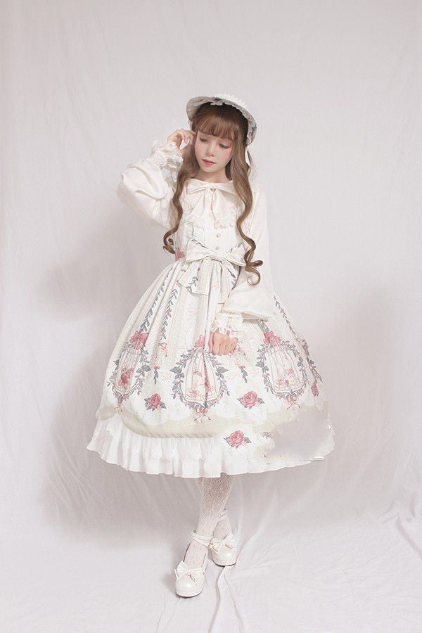 Lolita Skirt Full Size Side Clip Lolita Skirt Lolita Cage Dream Bead Chain Pendant Wave Jsk Dress