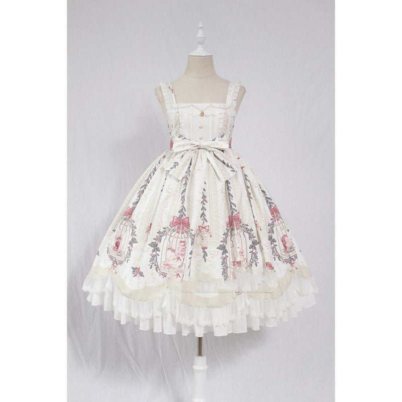 Lolita Skirt Full Size Side Clip Lolita Skirt Lolita Cage Dream Bead Chain Pendant Wave Jsk Dress
