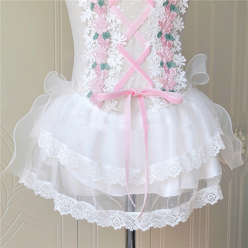 Original Hand-made Lace Bow One-piece