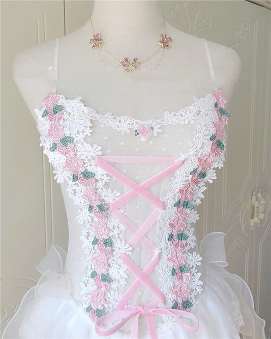 Original Hand-made Lace Bow One-piece