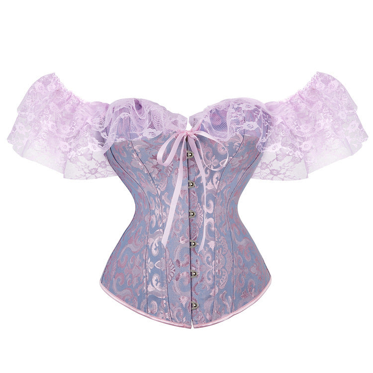 Jacquard Ribbon Lace Shoulder Strap Court Body Shaping Top