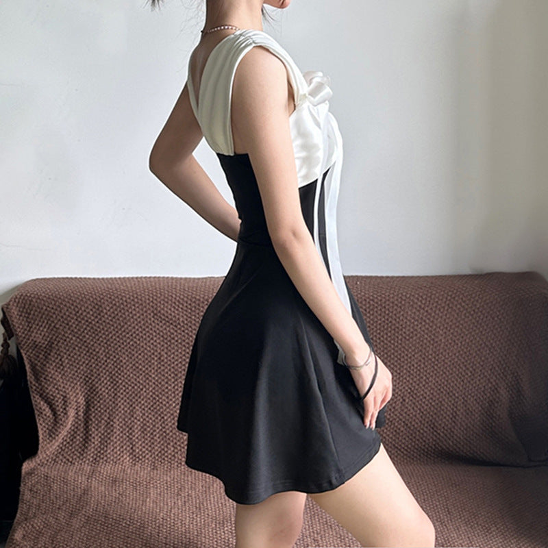 Bow Tie Temperament Waist-controlled Dress