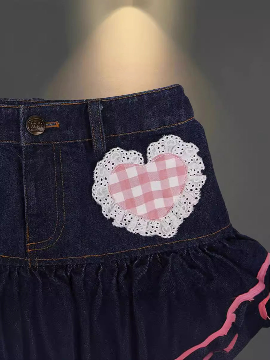 AliExpress European And American Skirt Women's 2024 New Summer Pink High-grade Pleated Denim Skirt Women's Light Mature Small