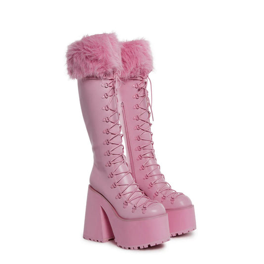 Platform Shoes Lolita Punk Diablo Cosplay Lolita Shoes Boots Pink Plush