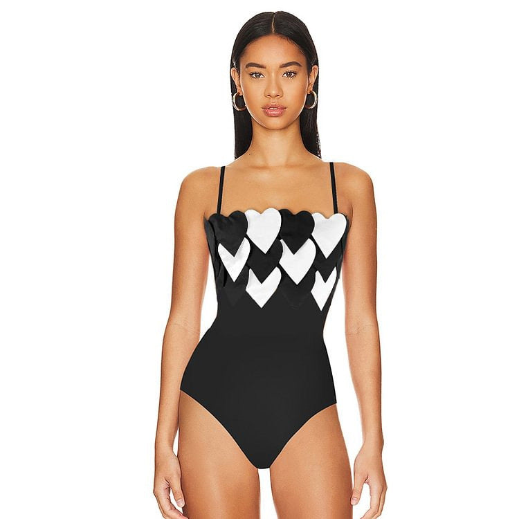 Spot 2025 New One-Piece Triangle Space Layer Splicing Swimsuit For Women European And American Fashion Sexy Hot Selling Swimsuit Set