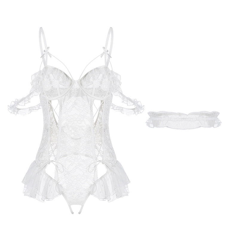 Sexy Sheer Mesh Underwear with Straps & Open Detai