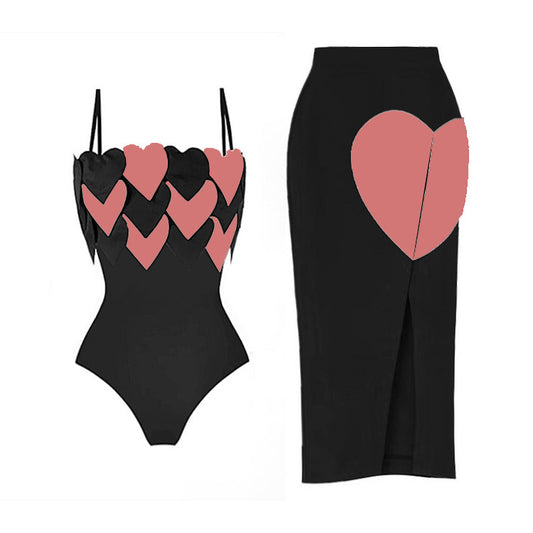 Spot 2025 New One-Piece Triangle Space Layer Splicing Swimsuit For Women European And American Fashion Sexy Hot Selling Swimsuit Set