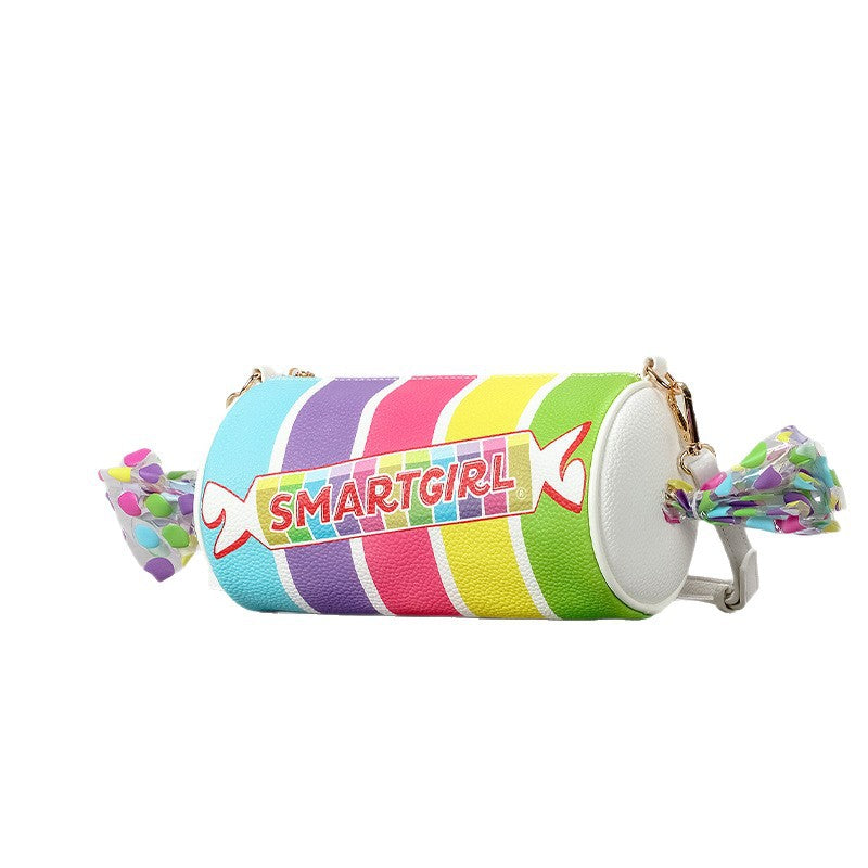 Cute Cartoon Embroidered Letters Candy Shoulder Crossbody Bag Women Creative Rainbow Color Box Handbag Factory Wholesale