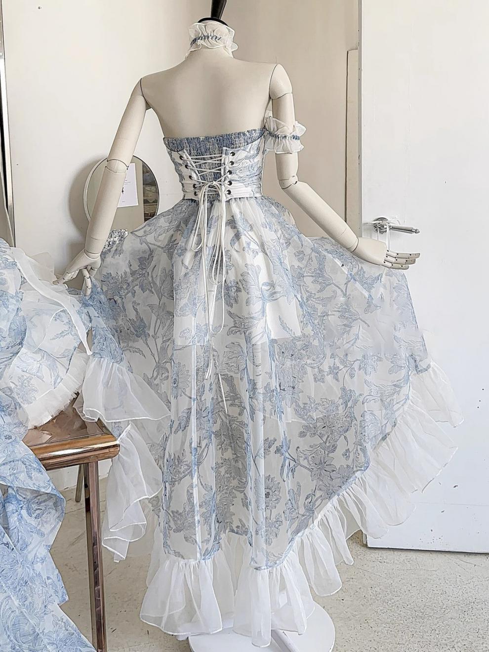 French Blue A- Line Skirt Dress For Women