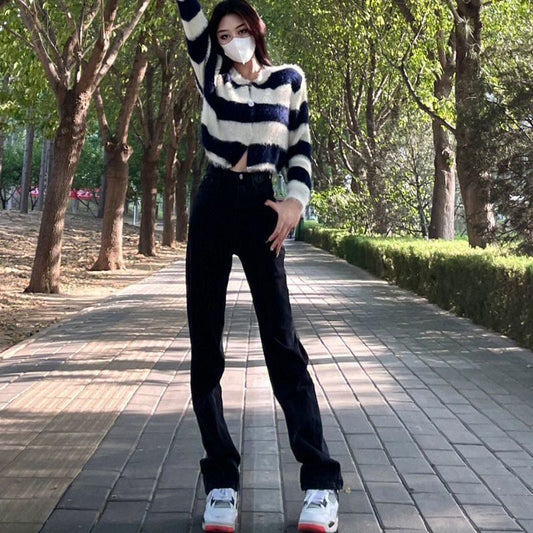 Vintage Plus Size Lace Strap Split Jeans