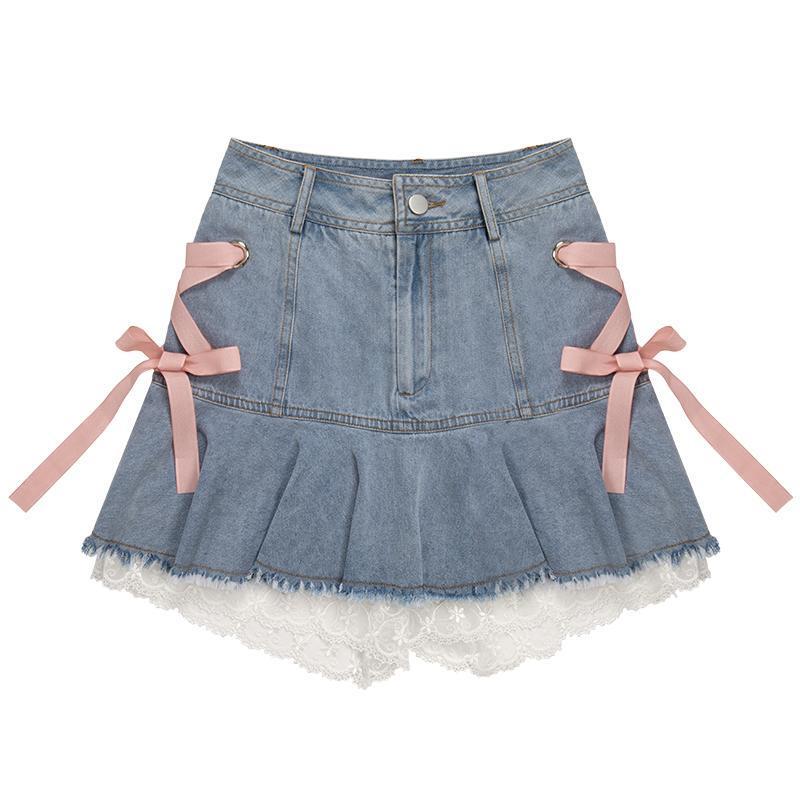 Women's Fashion High Waist Tie A-Line Skirt