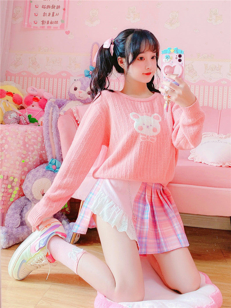 Ladies Plaid Pleated Skirt Anti-Bright Skirt