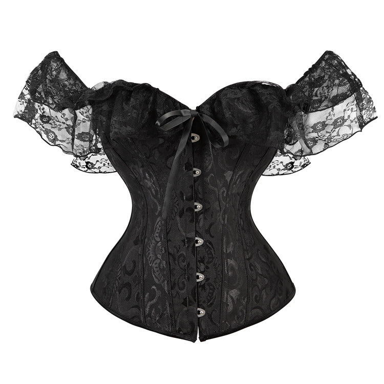 Jacquard Ribbon Lace Shoulder Strap Court Body Shaping Top