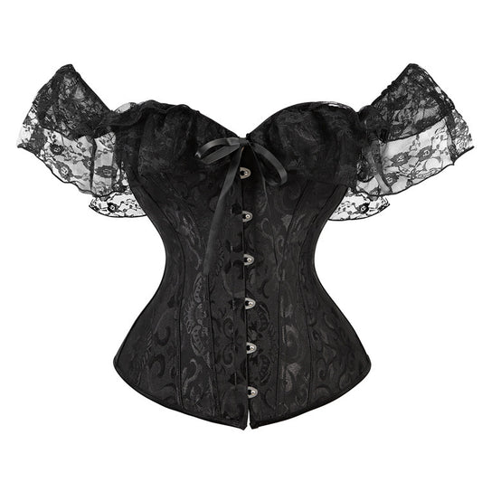 Jacquard Ribbon Lace Shoulder Strap Court Body Shaping Top