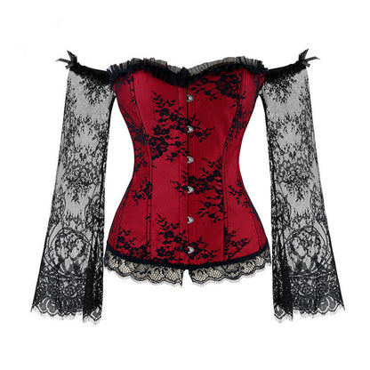 Palace Lace Long-Sleeved Tight Tudor Body Shaping Underwear One-Neck Stage Performance Suit