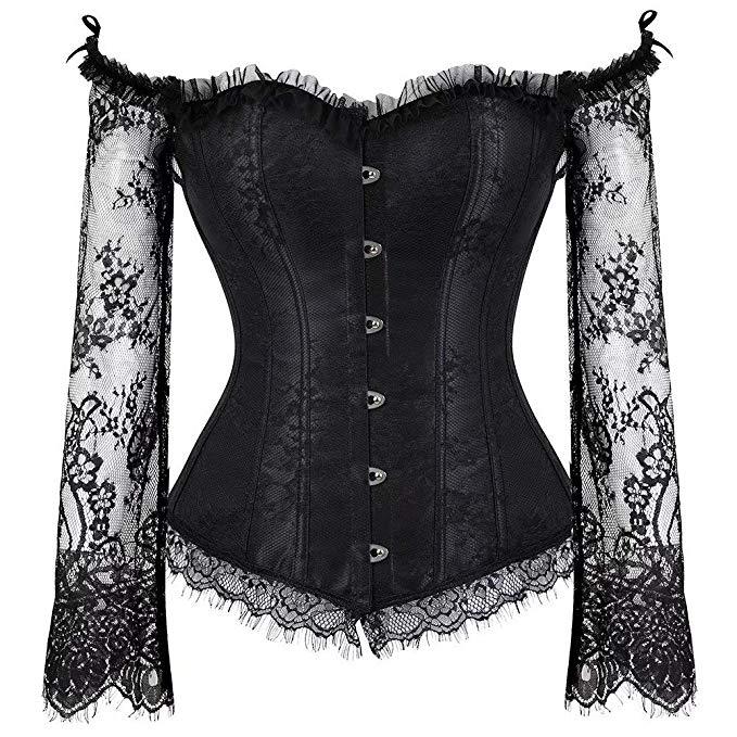 Palace Lace Long-Sleeved Tight Tudor Body Shaping Underwear One-Neck Stage Performance Suit
