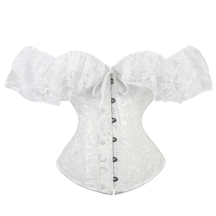 Jacquard Ribbon Lace Shoulder Strap Court Body Shaping Top