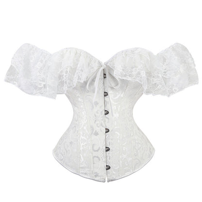 Jacquard Ribbon Lace Shoulder Strap Court Body Shaping Top