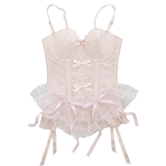 Elegant Lace Vest with Corset Detailing – Slim Fit