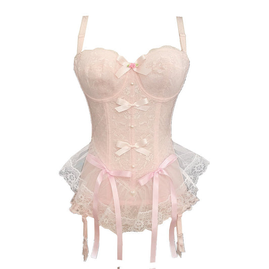 Elegant Lace Vest with Corset Detailing – Slim Fit