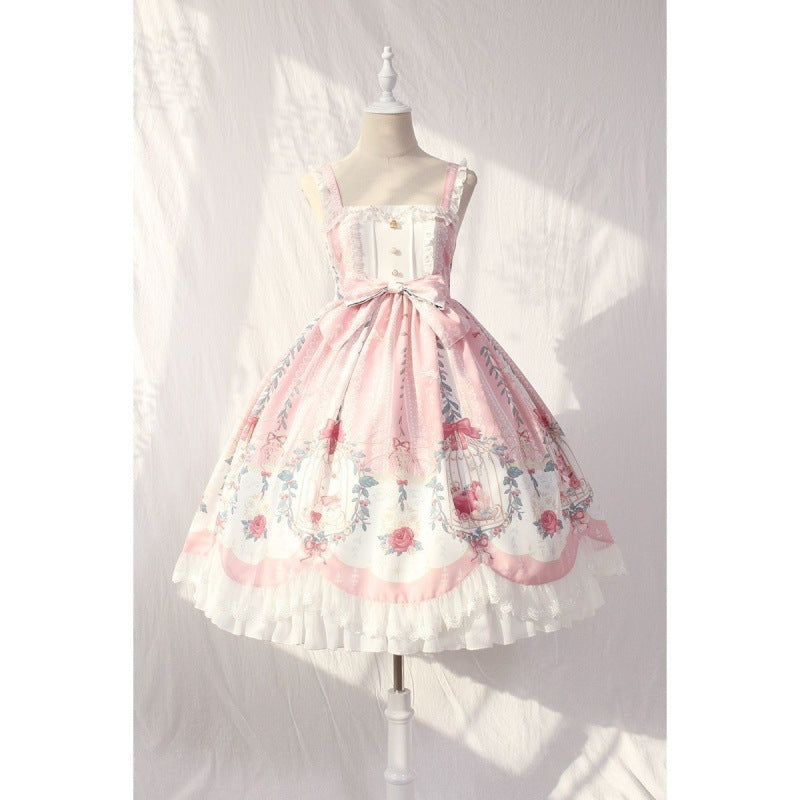 Lolita Skirt Full Size Side Clip Lolita Skirt Lolita Cage Dream Bead Chain Pendant Wave Jsk Dress