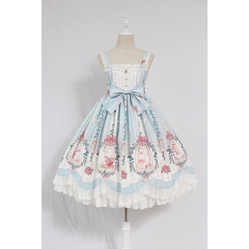 Lolita Skirt Full Size Side Clip Lolita Skirt Lolita Cage Dream Bead Chain Pendant Wave Jsk Dress