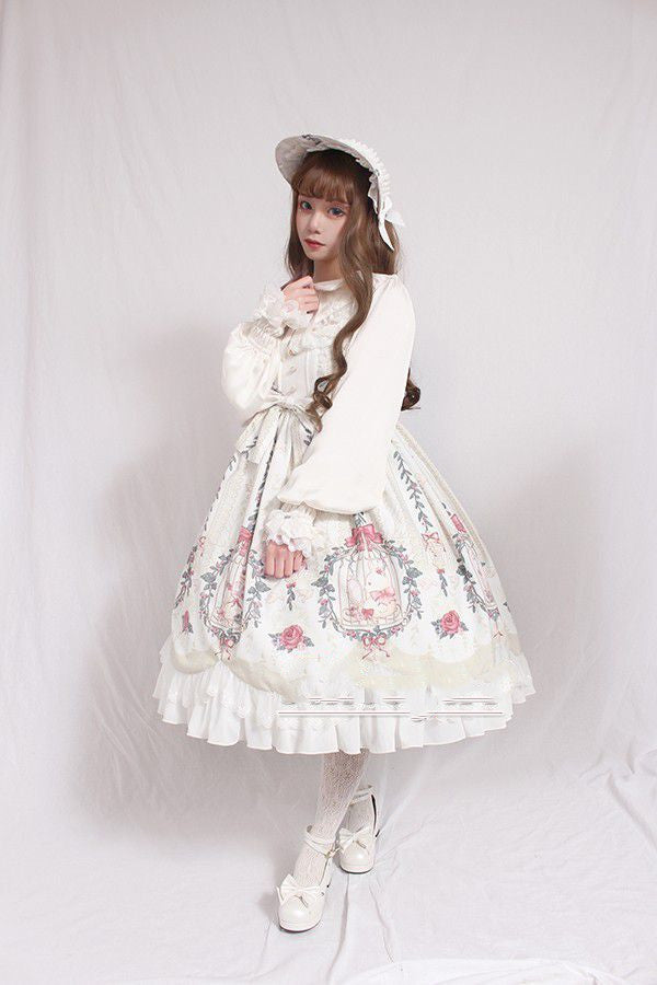 Lolita Skirt Full Size Side Clip Lolita Skirt Lolita Cage Dream Bead Chain Pendant Wave Jsk Dress