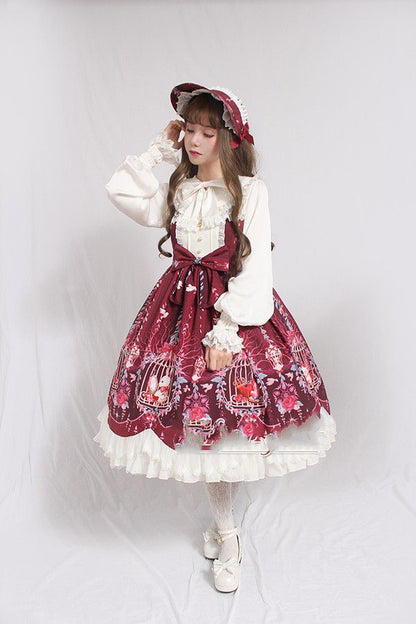 Lolita Skirt Full Size Side Clip Lolita Skirt Lolita Cage Dream Bead Chain Pendant Wave Jsk Dress