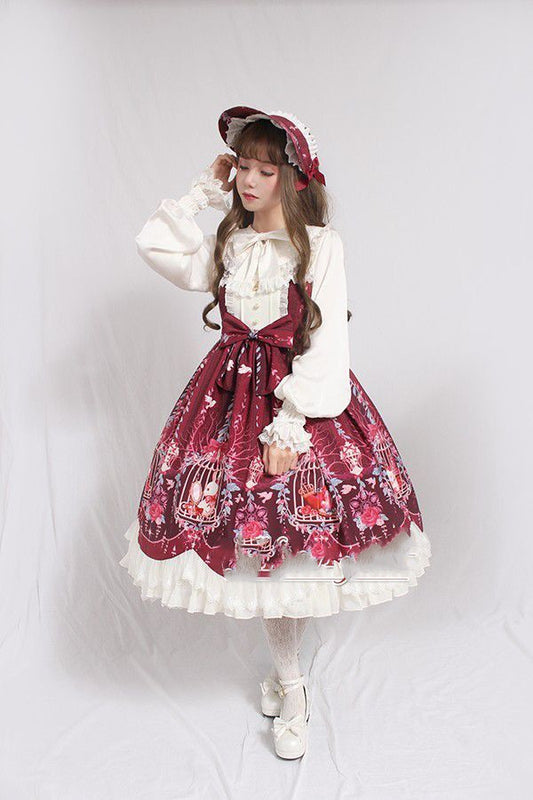 Lolita Skirt Full Size Side Clip Lolita Skirt Lolita Cage Dream Bead Chain Pendant Wave Jsk Dress