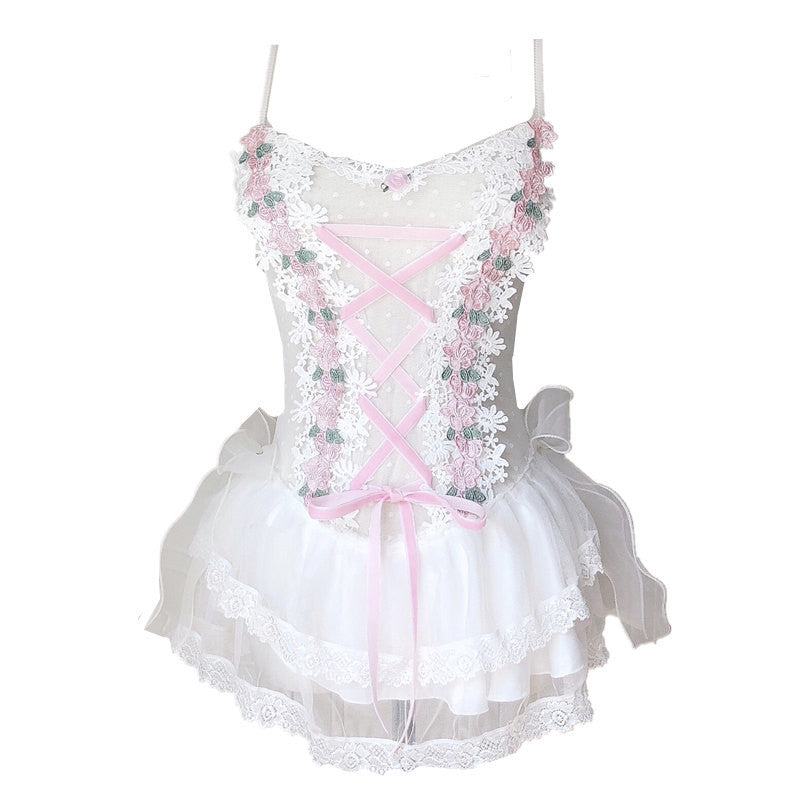 Original Hand-made Lace Bow One-piece