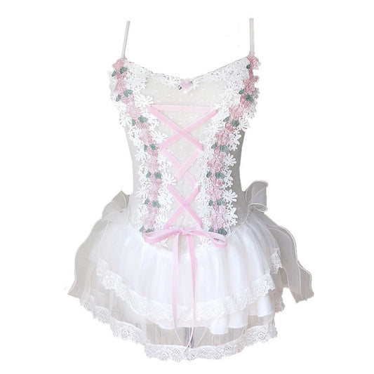 Original Hand-made Lace Bow One-piece