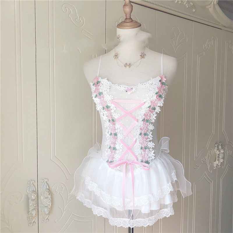 Original Hand-made Lace Bow One-piece