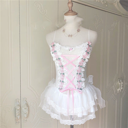 Original Hand-made Lace Bow One-piece