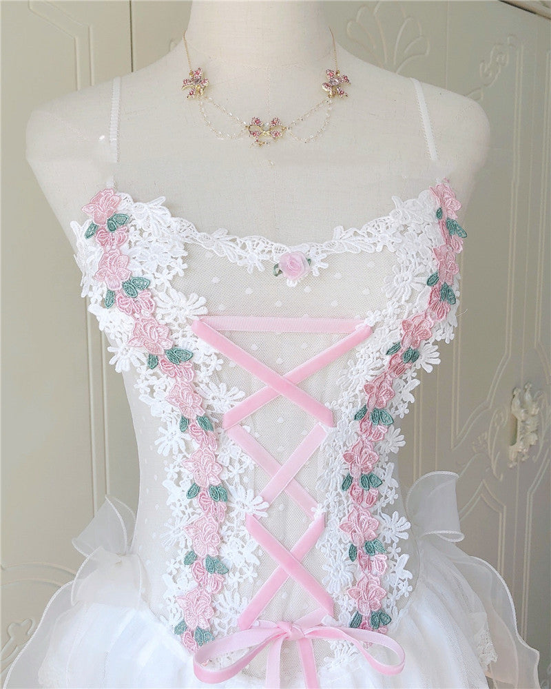 Original Hand-made Lace Bow One-piece