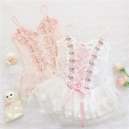 Original Hand-made Lace Bow One-piece