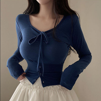 Slim Fit Lace-Up Tee – Long Sleeve & Stylish