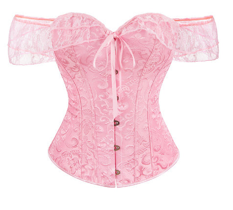 Jacquard Ribbon Lace Shoulder Strap Court Body Shaping Top