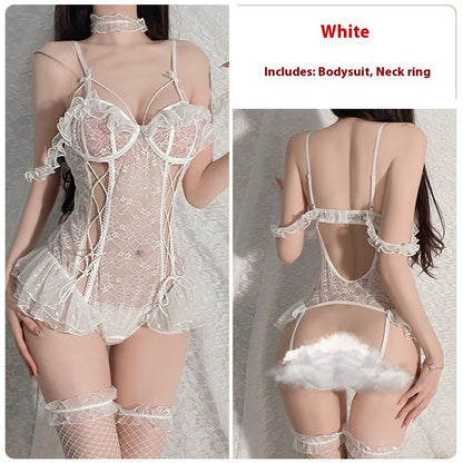 Sexy Sheer Mesh Underwear with Straps & Open Detai