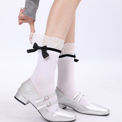 Lolita-Inspired Lace Socks with Bows – Kawaii JK Style
