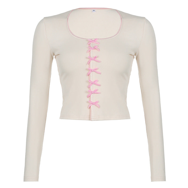 Sweet Bow Knit Top – Slim Fit & Cute
