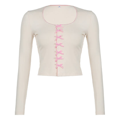 Sweet Bow Knit Top – Slim Fit & Cute