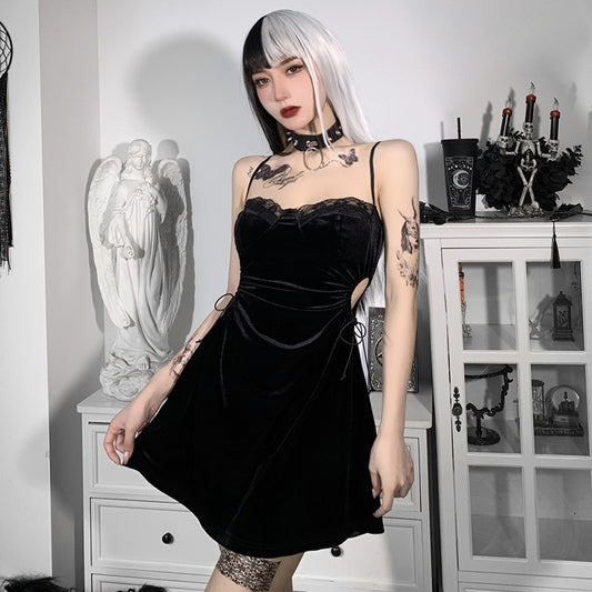 Lace Lace Hollow Waist Sexy Backless Suspender Dress