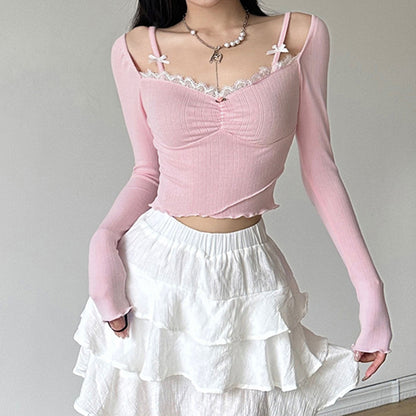 Lace Inner Match Bottoming Sweater Top