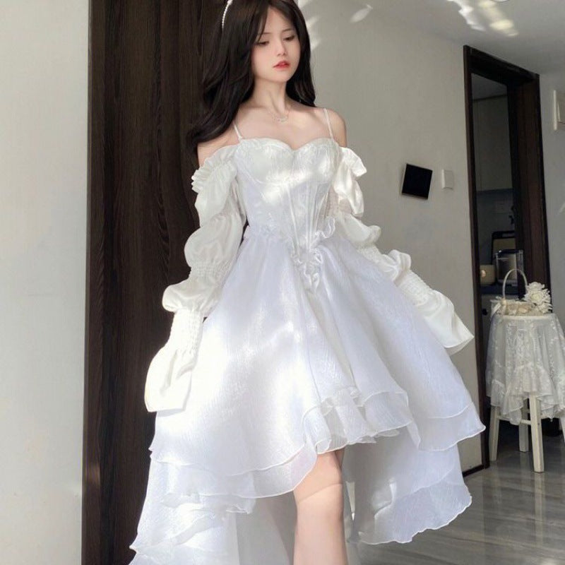 French Blue A- Line Skirt Dress For Women