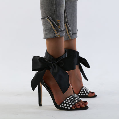 Bow stud sandals women's shoes