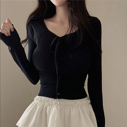 Slim Fit Lace-Up Tee – Long Sleeve & Stylish