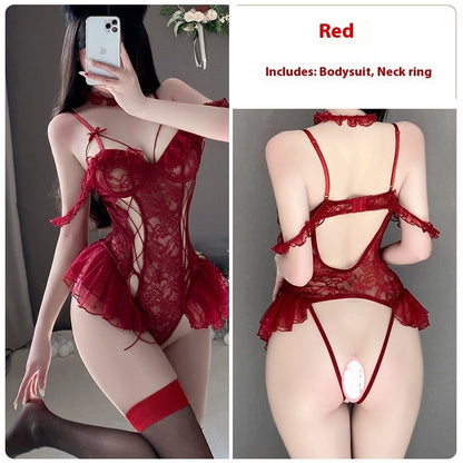 Sexy Sheer Mesh Underwear with Straps & Open Detai