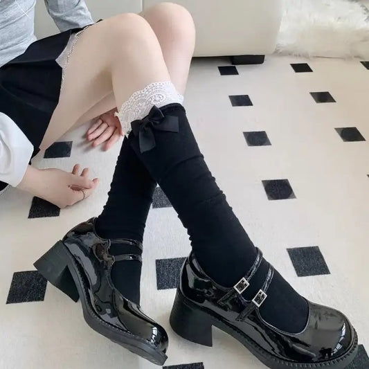 Lolita-Inspired Lace Socks with Bows – Kawaii JK Style