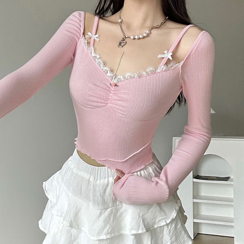 Lace Inner Match Bottoming Sweater Top