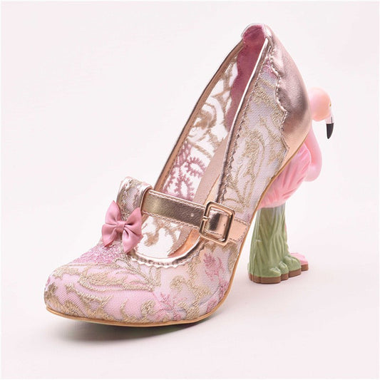 Exquisite embroidery hollow high-heeled shoes